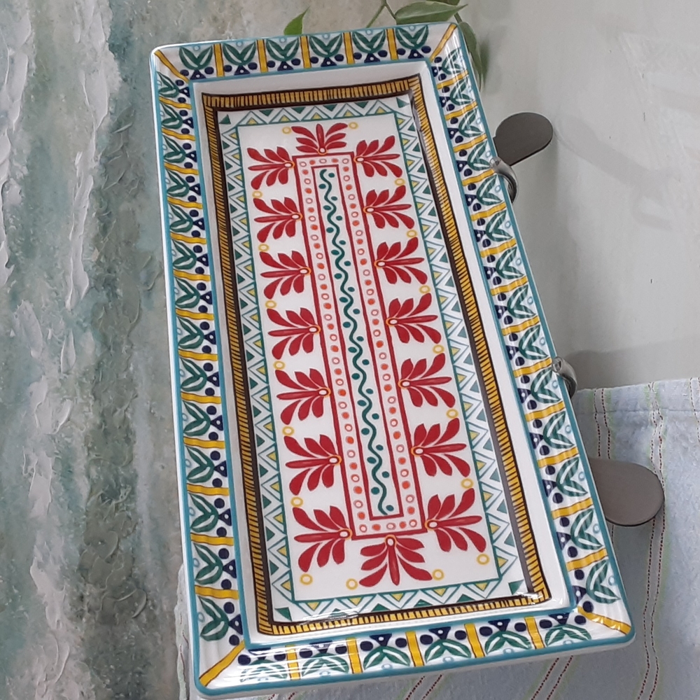 Colorful Tray Platter Red Yellow Blue Green Ceramic Potter's Studio